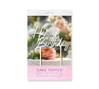 GoodBake Topper per torta "Happy Birthday" - argento - decorazione per torta - perfetto per decorare compleanni, feste, ecc.
