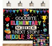 Goodbye Elementary School Next Stop, sfondo per scuola elementare, laurea, festa, sfondo congratulazioni, 5° grado, decorazione per laurea (210 x 150 cm)