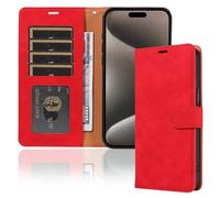 GoodcAcy Collection per Cover iPhone 13 Pro Max - Custodia a Libro in Pelle con Slot per Carte [Blocco RFID] Antiurto [Cavalletto] Portafoglio per Cover iPhone 13 Pro Max-rosso