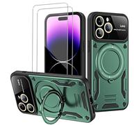 GoodcAcy Cover Compatibile con vivo Y36 4G/Y36 5G con 2 Pellicola Vetro Temperato, Protezione Fotocamera 360° Metallo Anello Supporto Militare Silicone Antiurto Hard PC Custodia Verde