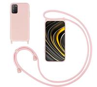 GoodcAcy Cover con Collana per Xiaomi Mi Poco M3,Custodia Silicone Liquido con cordini,Custodie con Regolabile Collana Antiurto AntiGraffio Case con Laccio Tracolla per Xiaomi Mi Poco M3,Pink