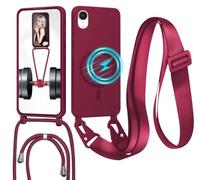 GoodcAcy Cover Magnetica Silicone per iPhone XR con Cordino,Rosso | custodia Compatibile con MagSafe,Custodia con Laccio Collana Tracolla Collo Sottile TPU Antiurto Protettiva Case con Corda