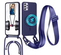 GoodcAcy Cover Magnetica Silicone per Samsung Galaxy A72 5G con Cordino,Blu | custodia Compatibile con MagSafe,Custodia con Laccio Collana Tracolla Collo Sottile TPU Antiurto Protettiva Case con Corda