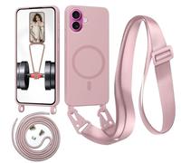 GoodcAcy Cover per Apple 17 con Cordino per Cellulare, Custodia Silicone con Regolabile Collana Sottile Morbida Case Protezione della fotocamera Antiurto con Necklace,Colore Lotus
