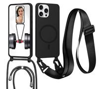 GoodcAcy Cover per iPhone 13 Pro con Cordino per Cellulare, Custodia Silicone con Regolabile Collana Sottile Morbida Case Protezione della fotocamera Antiurto con Necklace,Nero