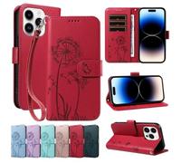 GoodcAcy Cover per Realme 9 Pro/OnePlus Nord CE 2 Lite 5G custodie,Premium Portafoglio Magnetica Flip Case,Custodia con Fiore di tarassaco per Cover Realme 9 Pro/OnePlus Nord CE 2 Lite 5G -Rosso
