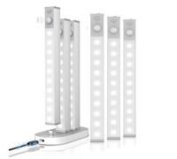 GOODEA Dimming Luce Armadio LED con Sensore Sottopensile 18cm Alluminio | Stazione Di Carica, Barra LED Ricaricabile Senza Fili Con Sensore Di Movimento, Luce Notturna Multiuso Per Armadio, Cucina