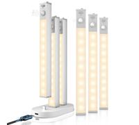 Goodea Dimming Luce Armadio LED con Sensore Sottopensile 18cm Alluminio | Stazione Di Carica, Barra LED Ricaricabile Senza Fili Con Sensore Di Movimento, Luce Notturna Multiuso Per Armadio, Cucina
