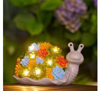 Goodeco Statua a forma di lumaca ornamentale da giardino a energia solare, in resina, impermeabile, con piante grasse e 6 luci a LED, decorazione per casa, cortile, patio, prato, regalo per donne