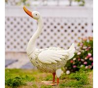Goodeco Statua a forma di oca per decorazione da giardino, perfetta per decorare la casa, il cortile, il portico, ottimo regalo per donne, mamme e giardinaggio (bianco)