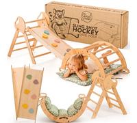 Goodevas 5-in-1 Telaio da Arrampicata per Bambini - Scala a Triangolo, Arco per Arrampicata, Balance Board e Cuscino, Telaio da Arrampicata Montessori, Palestra in Legno per Bambini da 1 a 3 Anni