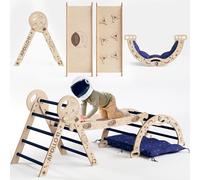 Goodevas Apollo Set da arrampicata 5-in-1 per bambini - Ispirato da NASA Apollo 11 | Scala triangolare, arco, rampa, cuscino e design spaziale | Struttura pieghevole da arrampicata da 1 a 3