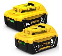 Goodexo Batteria 18V 5.0Ah per dewalt 18V DCB184 DCB182 DCB181 DCB180 compatibile per dewalt 18V batteria DCB201 DCB200 DCB204 con indicatore LED