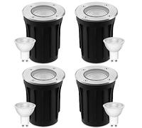 Goodia 4pcs Segnapasso Led Esterno per Gu10 3w 230v Bianco Caldo 3000k, IP67 Impermeabile Faretto Segnapasso da Esterno, Faretti Incasso Esterni per Esterni, Giardino, Terrazza, Cortile, Passerella