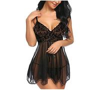 GoodLuck Camicia da Notte Sexy Camicia da Notte in Pizzo Indumenti da Notte Camicie da Notte Lingerie Halter Backless Tentazione Intimo Camicia da Notte