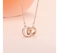 GoodLuck Minimalismo 925 Sterling Silver Round Doppio Cerchio Zirconia Collane Pendenti con Gemme e Perle per Le Donne Regalo per Feste Choker Lovers Jewelry