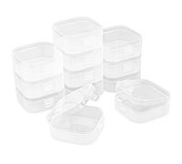 Goodma 12 mini contenitori quadrati vuoti in plastica trasparente con coperchio incernierato, per piccoli oggetti e altri progetti artigianali (9 x 9 x 3,8 cm)