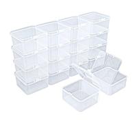 Goodma 18 mini contenitori vuoti quadrati in plastica trasparente con coperchio incernierato, per piccoli oggetti e altri progetti artigianali (6,5 x 6,5 x 3,5 cm)