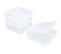 Goodma 4 mini contenitori quadrati vuoti in plastica trasparente con coperchio incernierato, per piccoli oggetti e altri progetti artigianali (12,5 x 12,5 x 3,5 cm)