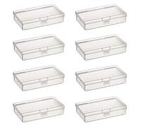 Goodma 8 mini contenitori rettangolari vuoti in plastica trasparente, con coperchio incernierato, per piccoli oggetti e altri progetti artigianali (135 x 80 x 30 mm)