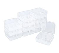 Goodma Confezione da 12 mini contenitori vuoti in plastica trasparente con coperchi a scatto per piccoli oggetti e altri progetti di bricolage (85 x 85 x 35 mm)