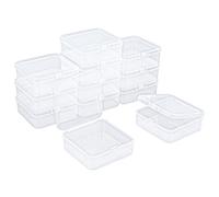 Goodma Confezione da 12 mini contenitori vuoti in plastica trasparente con coperchi a scatto per piccoli oggetti e altri progetti di bricolage (95 x 95 x 35 mm)