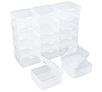 Goodma Confezione da 17 mini contenitori vuoti in plastica trasparente con coperchi a scatto per piccoli oggetti e altri progetti di bricolage (75 x 75 x 35 mm)