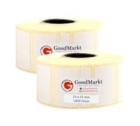GoodMarkt Etichette termiche dirette autoadesive | 25x15 mm 2 rotolo, bianco, 2000 etichette | Compatibile con Brother, Zebra, Phomemo | Etichette domestiche, etichette con codici a barre