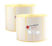GoodMarkt Etichette termiche dirette autoadesive | 50x20 mm 2 rotolo, bianco, 2000 etichette | Compatibile con Brother, Zebra, Phomemo | Etichette domestiche, etichette con codici a barre