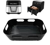 Goodpejine Accessori Friggitrice ad Aria solo per Cecotec 9 L Cecofry Dual 9000, Rettangolare Teglie Cestino Friggitrice ad Aria per Cecofry Dual 9000, Riutilizzabile Contenitori per Air Fryer