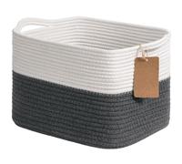 Goodpick Cesti portaoggetti in tessuto con maniglie, cestino rettangolare per riporre giocattoli per bambini, cesti da armadio per scaffali, bagno, 33 x 25,4 x 22,9 cm, bianco e grigio scuro