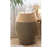 Goodpick Cesto portabiancheria alto in corda di iuta intrecciata, cesto per vestiti sporchi, cestino moderno grande in lavanderia, altezza 65 cm