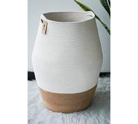Goodpick Grande cesto portabiancheria in vimini, cesto per la biancheria, in morbida corda di cotone, design rustico con grazioso design curvo, 65,6 cm di altezza
