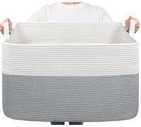 Goodpick Grande cesto portaoggetti per coperte, vestiti, giocattoli, cestini portaoggetti rettangolari in corda per riporre oggetti, 60 x 40 x 35 cm