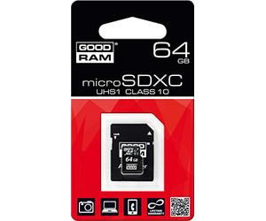 Goodram 64GB Micro SDXC 64GB MicroSDXC UHS-I Class 10 memory card - memory cards (64 GB, MicroSDXC, Class 10, UHS-I, 60 MB/s, Black)