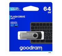 Goodram Chiavetta USB UTS2 - Unità flash USB 2.0, 64 GB - Velocità di lettura fino a 20 MB/s - Velocità di scrittura fino a 5 MB/s - Cappuccio protettivo - Funzione portachiavi - Nero