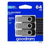 GoodRam Confezione da 3 Chiavi USB da 64 GB 2.0, Colore: Nero