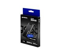 GoodRam - Disco rigido SSD esterno da 1TB - USB 3.2 Gen. 2x2 Tipo-C - Move Ridge Nero - Velocità di lettura fino a 2000MB/s, velocità di scrittura fino a 2000MB/s - Custodia in metallo - 75×32×9,5mm