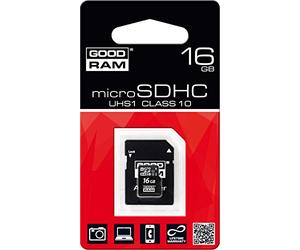 Goodram M1AA-0160R11 16GB MicroSD UHS-I Class 10 memory card - memory cards (16 GB, MicroSD, Class 10, UHS-I, 60 MB/s, Black)