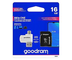 GOODRAM Microsd 16gb Card Class 10 + Adpter + Card Reader - Blister