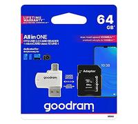 GoodRam M1A4 Lettore di schede OTG tutto in uno USB 2.0/Micro USB + MicroSDXC 64GB UHS-I Classe 10 + Adattatore SD
