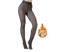 GOODSALEOK Collant Termici Donna Foderati in Pile Leggings a Vita Alta Collant Donna Pantaloni Caldi Termici Leggings Traslucido Fodera in Caldo Velluto Nero 220g s/m