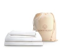 GoodSleep Company - Lenzuola in cotone egiziano a 1000 fili: lenzuola in cotone egiziano 100% a fibra lunga, tessuto rasatello, per letto queen, set da 4 pezzi, colore bianco
