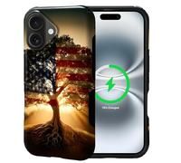 Goodsprout Custodia per iPhone 17 per MagSafe antiscivolo Hard Shell Acrilico e Silicone Soft Shell Combinazione Stile Telefono 2 in 1 American Union Tree Roots of Liberty Pattern