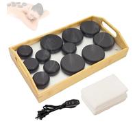 Goodtar Hot Stone - Set di 12 pietre per massaggio, kit riscaldante e riscaldatore, con pietre calde e basalto, massaggiatore per uso professionale/domestico, SPA, sollievo dal dolore, rilassamento