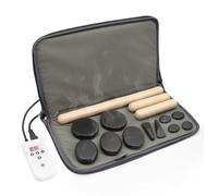 Goodtar Set di pietre per massaggi con kit scaldino in bambù Hot Rocks per massaggio, pietre calde, kit con controllo della temperatura e borsa per il trasporto per uso domestico (11 pietre e 3