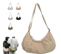 GoodTotes Croissant Bag, Large Croissant Sling, Fashion Nylon/Water-Resistant Adjustable Strap, For Women and Men (Khaki)