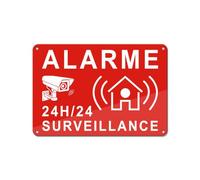 Goodvia Adesivo per allarme in alluminio, 22 x 15 cm, 24 ore su 24, pannello per casa sotto videosorveglianza, allarme adesivo, rosso x1