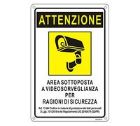 Goodvia Cartello area Videosorvegliata Metallo 30x20cm, Segnaletica Videosorveglianza Alluminio Targa Videosorveglianza Riflettente, Impermeabile e Resistente ai Raggi UV Adatti per Case e Aziende