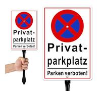 Goodvia Cartello divieto di parcheggio con supporto per palo, 30 x 20 cm, riflettente, metallo, altezza 45 cm, verticale